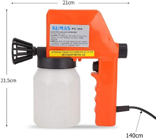Elektrische Farbspritzpistole Kumas Pg-350 Kapazität 600ml 75w Weiß-Orange