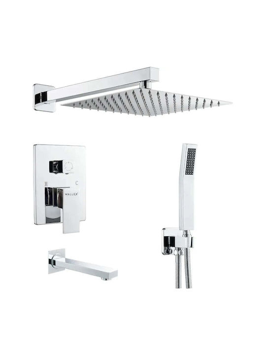 Wallex Hydroflow 3x® за Душ 3 Изхода Inox Сребрист