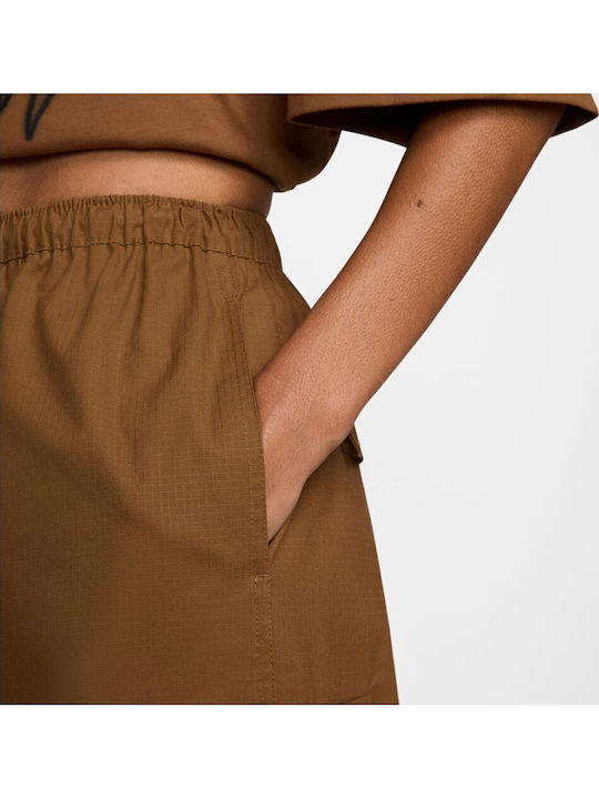 Dance Cargo Trousers Women's Fabric Cargo Trousers with Elastic Brown