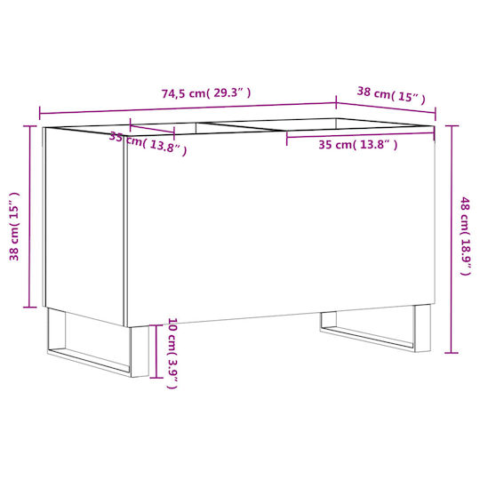 vidaXL Hi-Fi Furniture Black 38x74.5x48cm