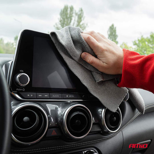 AMiO Car Microfiber Cloths for Polishing 340gsm Grey 40x30cm 2 Pieces