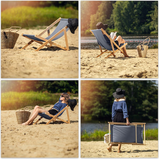 Kadax Wooden Beach Garden Folding Lounger Sturdy Comfortable
