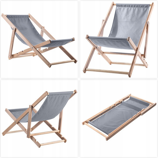 Kadax Wooden Beach Garden Folding Lounger Sturdy Comfortable