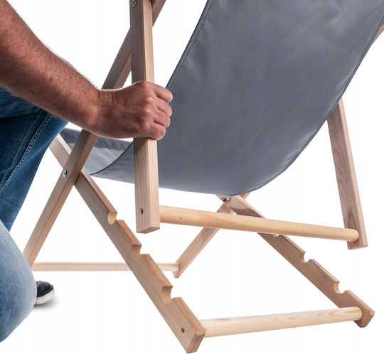 Kadax Wooden Beach Garden Folding Lounger Sturdy Comfortable