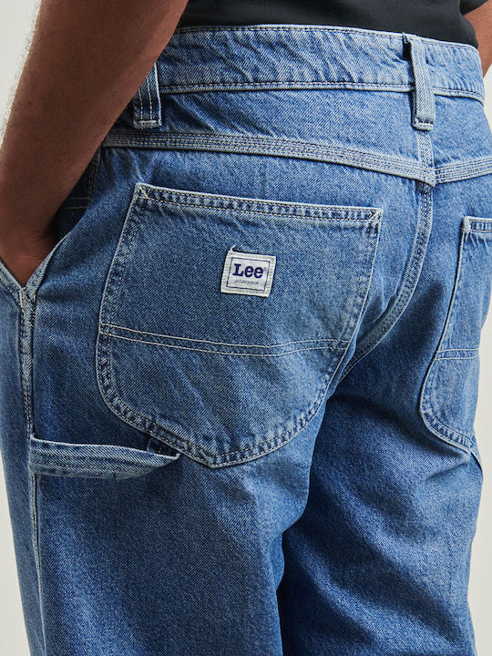 Carpenter Men's Jeans Pants Elastic with Relaxed Straight Fit Blue