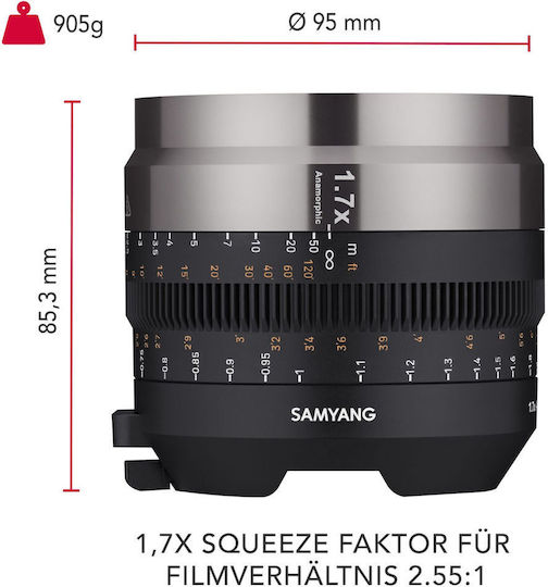 Samyang Φωτογραφικός Φακός V-AF 1,7x Anamorphic MF-Adapter Σταθερός Μαύρος