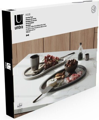 Umbra Hub Kunststoff Oval Serviertablett in Gray Farbe 1018015-1202 2Stück