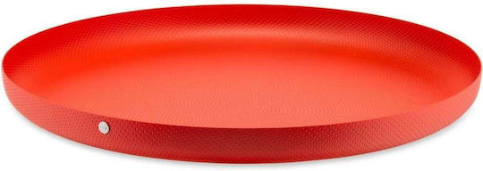 Alessi Texture Metal Oval Serving Tray in Red Color 35x35x3cm JM14/35 RT 1pcs