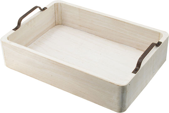 Artekko Lemnos Dreptunghiular Tavă de Servire cu Mânere în Culoare Alb 50x35x14cm 45692 1buc