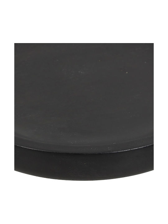 ArteLibre Wooden Round Serving Tray with Handles in Black Color 20.3x20.3x2.5cm 05150076 1pcs