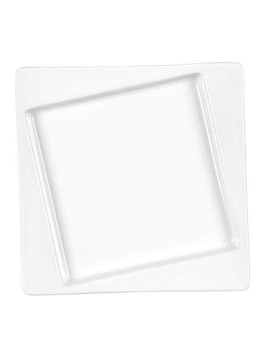 Art et Lumiere Diagonal Plate Shallow Square made of Porcelain White 16x16cm