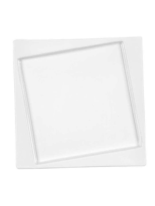 Art et Lumiere Diagonal Plate Shallow Square Porcelain White 26x26cm 1pcs