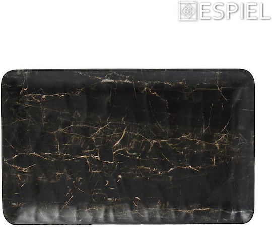 Espiel Black Wood Plate Shallow Wooden Black with Diameter 26cm