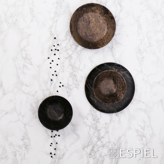 Espiel Black Wood Plate Shallow Wooden Black with Diameter 26cm