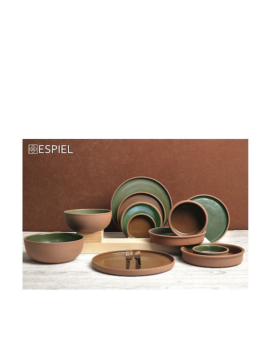 Espiel Step Farfurie La mică adâncime Ceramică Maro cu Diametru 21cm 6buc