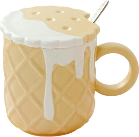 Etoile Ice cream Mug Ceramic with Lid 420ml