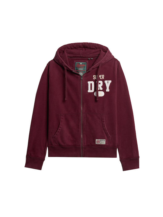 Superdry Vintage Athletic Herren Sweatshirt Jacke Burgundisch