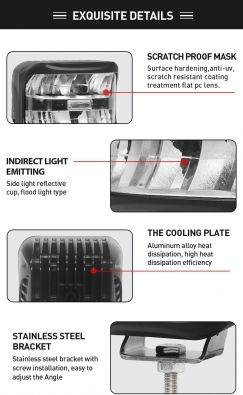 Squareς Headlights Car LED Mitsubishi Pick-up 10 - 30V 20W 9.4cm with White Lighting 1pcs