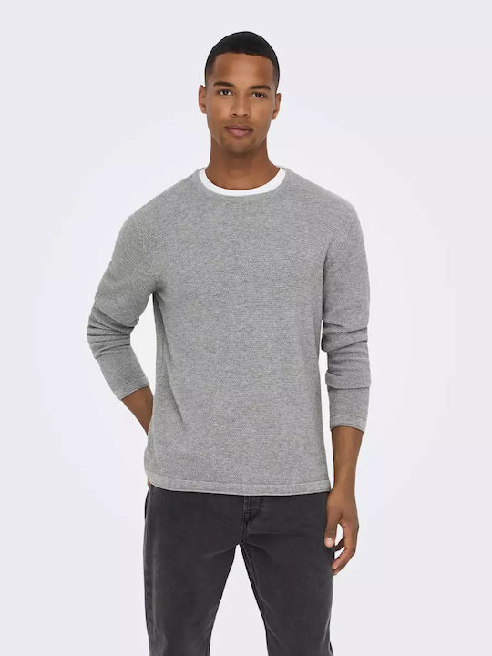 Only & Sons Мъжко Пуловер с Дълъг Ръкав Medium Grey Melange