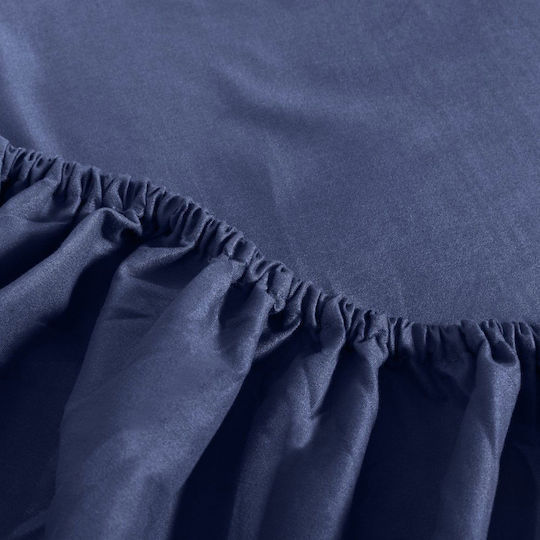 Cannon Bettwäsche-Set Überdoppel mit Gummiband 160x200+35cm. Stonewashed Navy Peony 4Stück