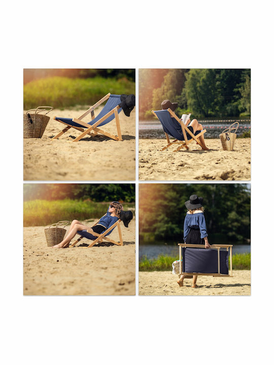 Liegestühle Holz mit Blau Stoff