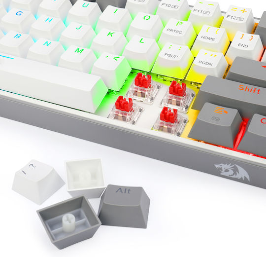 Redragon K617 FIZZ Gaming Mechanical Keyboard 60% with Custom Red switches and RGB lighting (English US) White / Grey