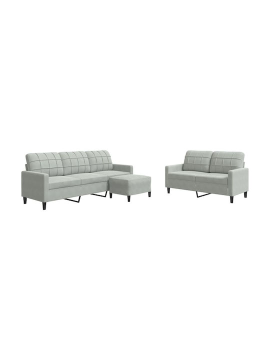 Living Room Furniture Set 3-Seater & 2-Seater & Armchair Gray