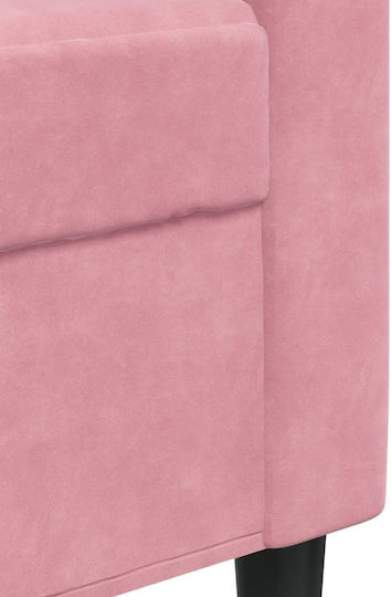 Living Room Furniture Set 3-Seater & 2-Seater & Armchair & Stool Pink