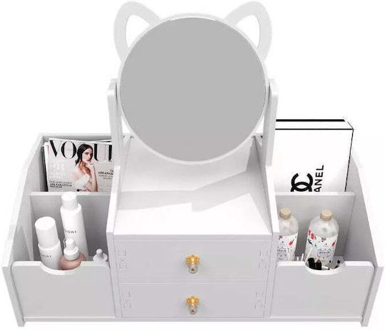 Organizator Cosmetice Cu 2 Sertare Alb