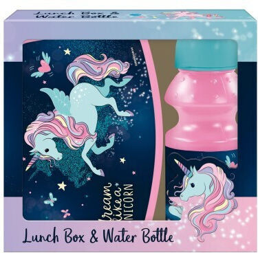 Derform Plastic Kids' Lunch Set Unicorns 0.33lt Transparent