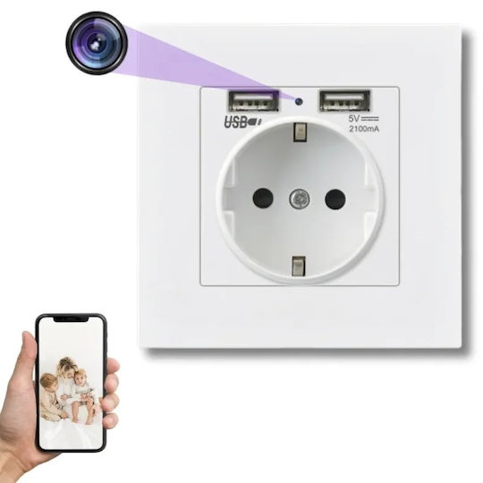 Versteckte Kamera WiFi Steckdose 1080p mit Steckplatz für Speicherkarte