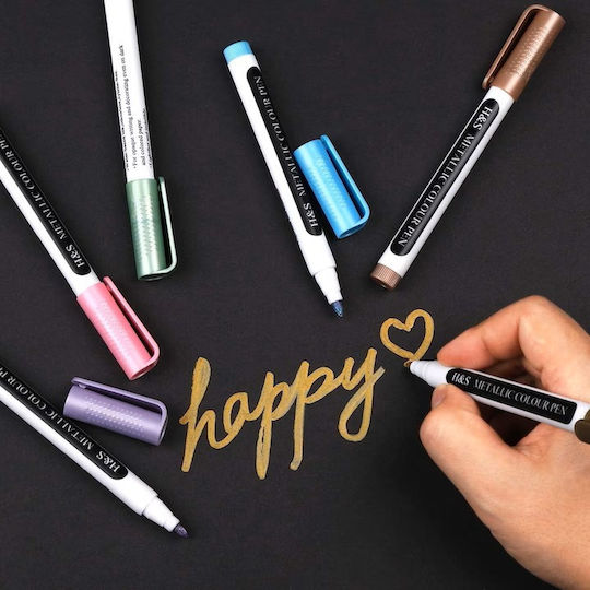 H&S Set of 10 metallic markers H&S, with paint, high-quality felt tip, for painting, drawing, coloring Vopsea Specială pentru Craft pentru Sticlă