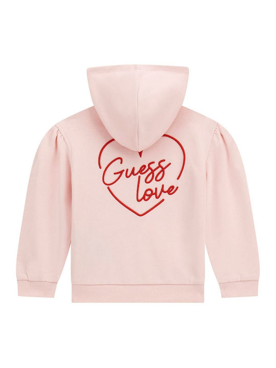 Guess Cardigan pentru copii din material frotirat Roz