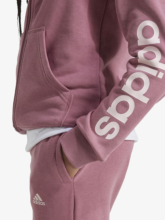 Kids Hoodie Sweatshirt Jacket With Hood And Pockets Pink Linear Full