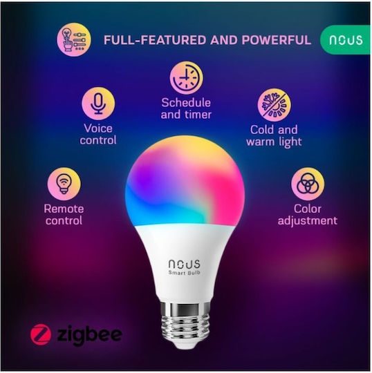 Nous P3Z Bec LED 9W Pentru Bază De Bec E27 RGB 810 Lumen