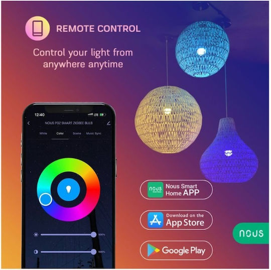 Nous P3Z Bec LED 9W Pentru Bază De Bec E27 RGB 810 Lumen