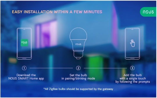 Nous P3Z Bec LED 9W Pentru Bază De Bec E27 RGB 810 Lumen