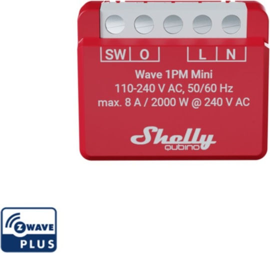Shelly Wave 1pm Mini Smart Switch 1 Καναλιού Z-Wave 8A (με Ουδέτερο)
