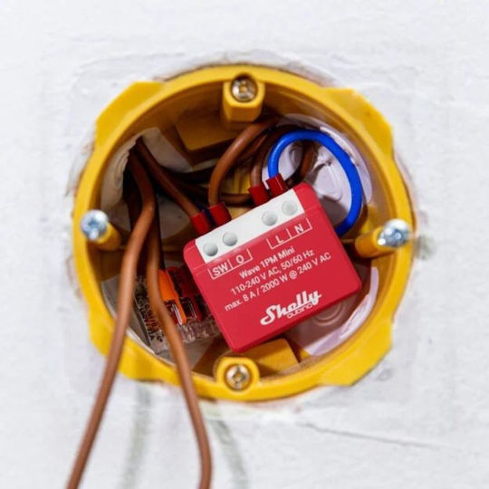 Shelly Wave 1pm Mini Smart Switch 1 Καναλιού Z-Wave 8A (με Ουδέτερο)