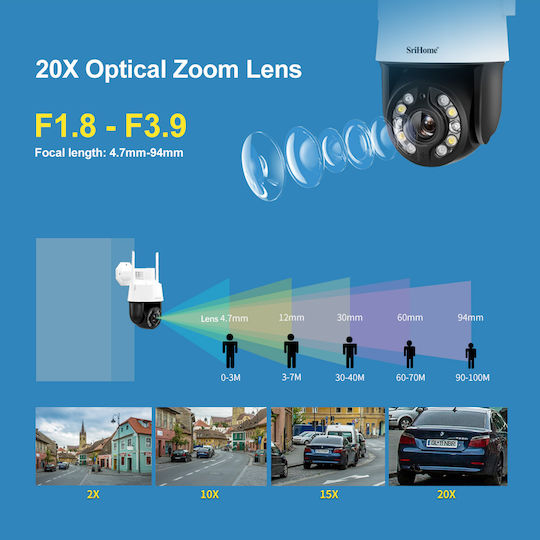 Sricam SriHome IP Κάμερα Παρακολούθησης Wi-Fi Full HD+ 5MP Αδιάβροχη με Αμφίδρομη Επικοινωνία