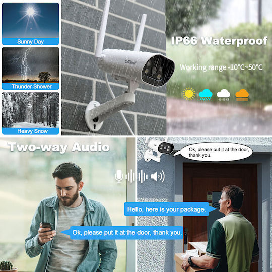 Sricam SH037 IP Κάμερα Παρακολούθησης Wi-Fi Full HD+ 4MP Αδιάβροχη με Αμφίδρομη Επικοινωνία και Φακό 4mm