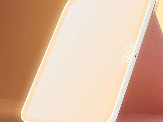 Oglindă de machiaj iluminată cu LED și suport vertical 17x11.5x1.2cm