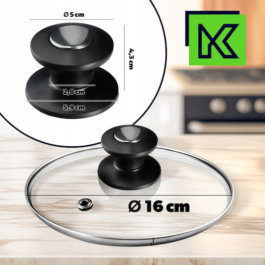Kadax Καπάκι για Τηγάνι και Κατσαρόλα Γυάλινο 16cm 30780