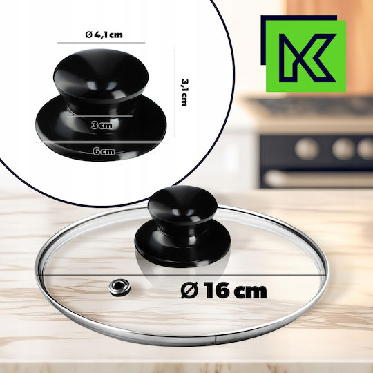 Kadax Capac Pentru Tigaie și Oală Din Sticlă 16cm 30789