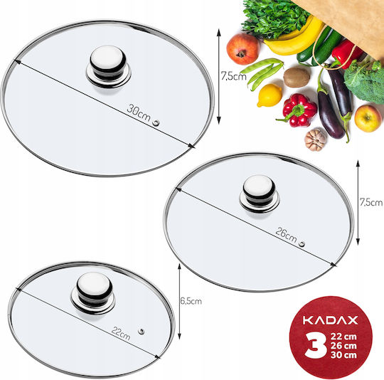 Kadax Capac Pentru Oală Din Sticlă 30cm 3 Bucăți 31565