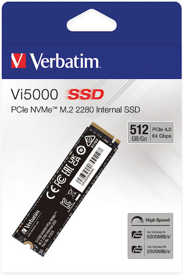 Verbatim Vi5000 SSD 512GB τύπου M.2 με σύνδεση PCI Express 4.0 31825