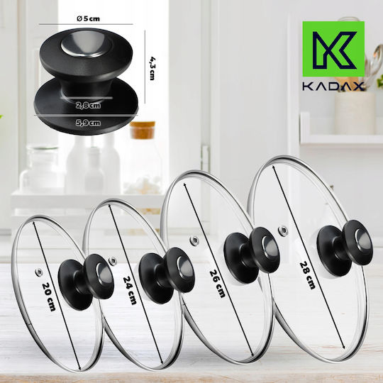 Kadax Καπάκι για Κατσαρόλα Γυάλινο 28cm 4τμχ 31577