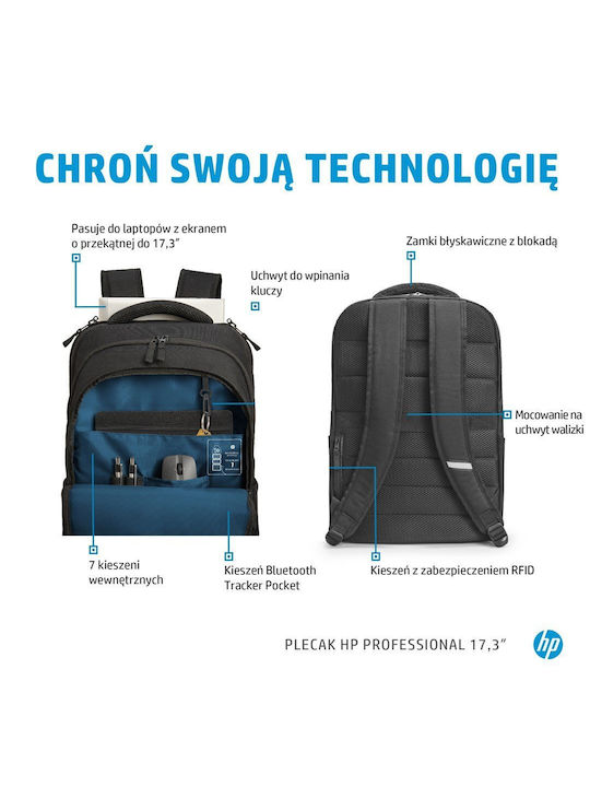HP Professional Τσάντα Πλάτης για Laptop 17.3" σε Μαύρο χρώμα