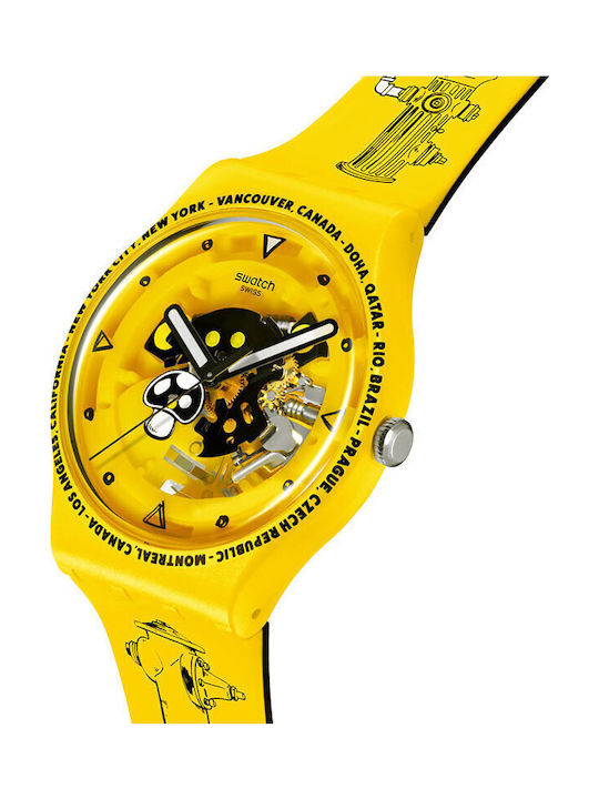 Swatch Swatch Women's Watch with Yellow Rubber Strap