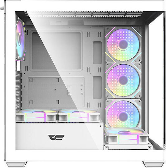 Darkflash DS900 + 7 ARGB Fans Gaming Midi Tower Κουτί Υπολογιστή με Πλαϊνό Παράθυρο Λευκό